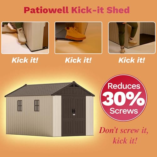 Patiowell 8 x 12 FT Plastic Outdoor Storage Shed with Floor, Window and Lockable Door F41822