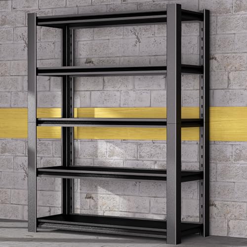 5-Tier Heavy Duty Garage Shelving Unit, 3000 LBS Capacity Metal Storage Rack 72" H x 48" W x 20" D, Adjustable Steel Shelves for Garage, Warehouse, Basement, Pantry, Workshop.1 Pack