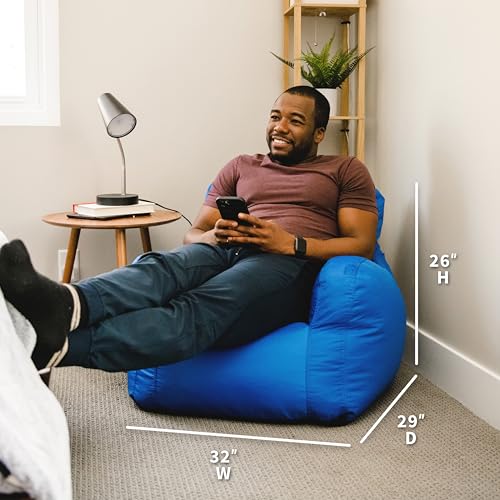 Big Joe Dorm Bean Bag Chair with Drink Holder, Black Smartmax, 3 ft Q1693