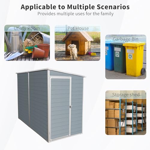Outdoor Resin Storage Shed 4x8 ft with Floor and 2 Windows, Grey M680