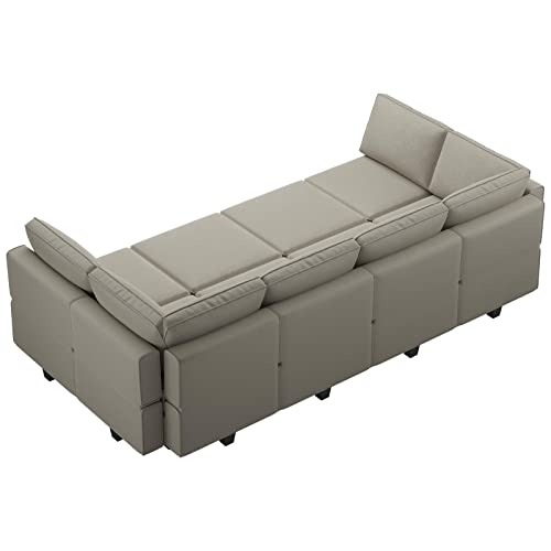 Belffin Modular Velvet Sectional Sofa with Chaise Lounge and Storage, Grey T418154