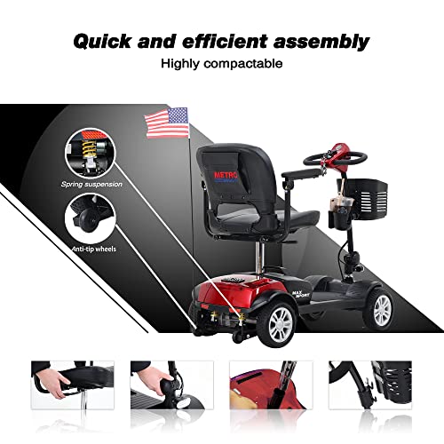 Electric Mobility Scooter for Seniors and Adults, 300 LBS Capacity, Red M66458