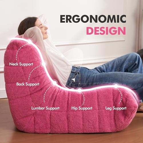 Bean Bag Chair Big Sofa for Adults with Memory Foam, Black Plush A2357