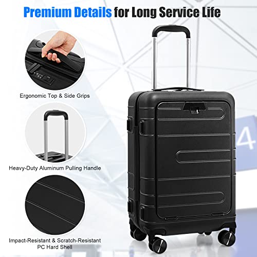 Goplus Carry On Luggage 20 Inch Hardside Suitcase with USB Charging Port I548338