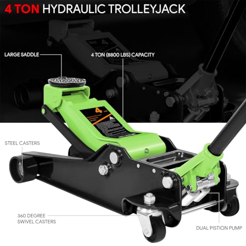 DNA MOTORING Floor Jack 3 Ton Low Profile Heavy Duty Hydraulic Car Jack, Black T11604