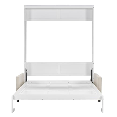 LZ LEISURE ZONE Queen Murphy Bed with Cushion, White M9247