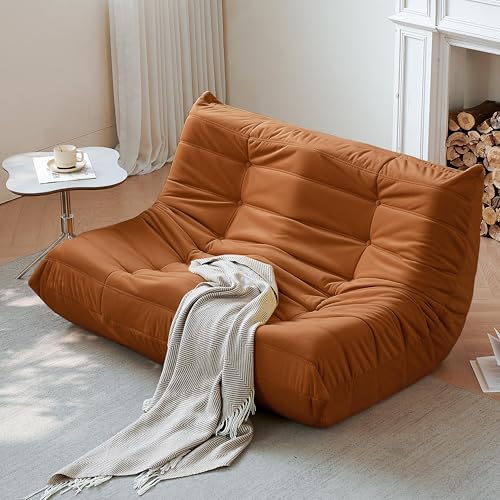 Bean Bag Chair for Adults Suede Microfiber Fireside Floor Chair 3-Seater Beige F151744