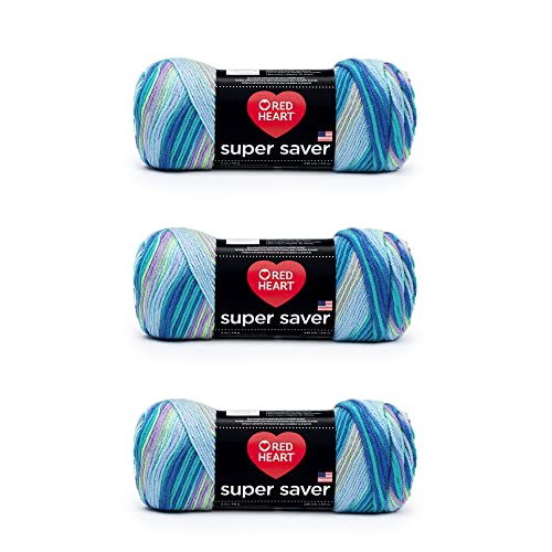 Red Heart Super Saver Primary Stripes Yarn - 3 Pack of 141g/5oz - Acrylic - 4 Medium (Worsted) - 236 Yards - Knitting/Crochet
