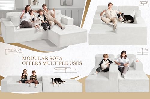 HABUTWAY 105" L-Shape Modular Sectional Sofa, Grey Velvet G848557