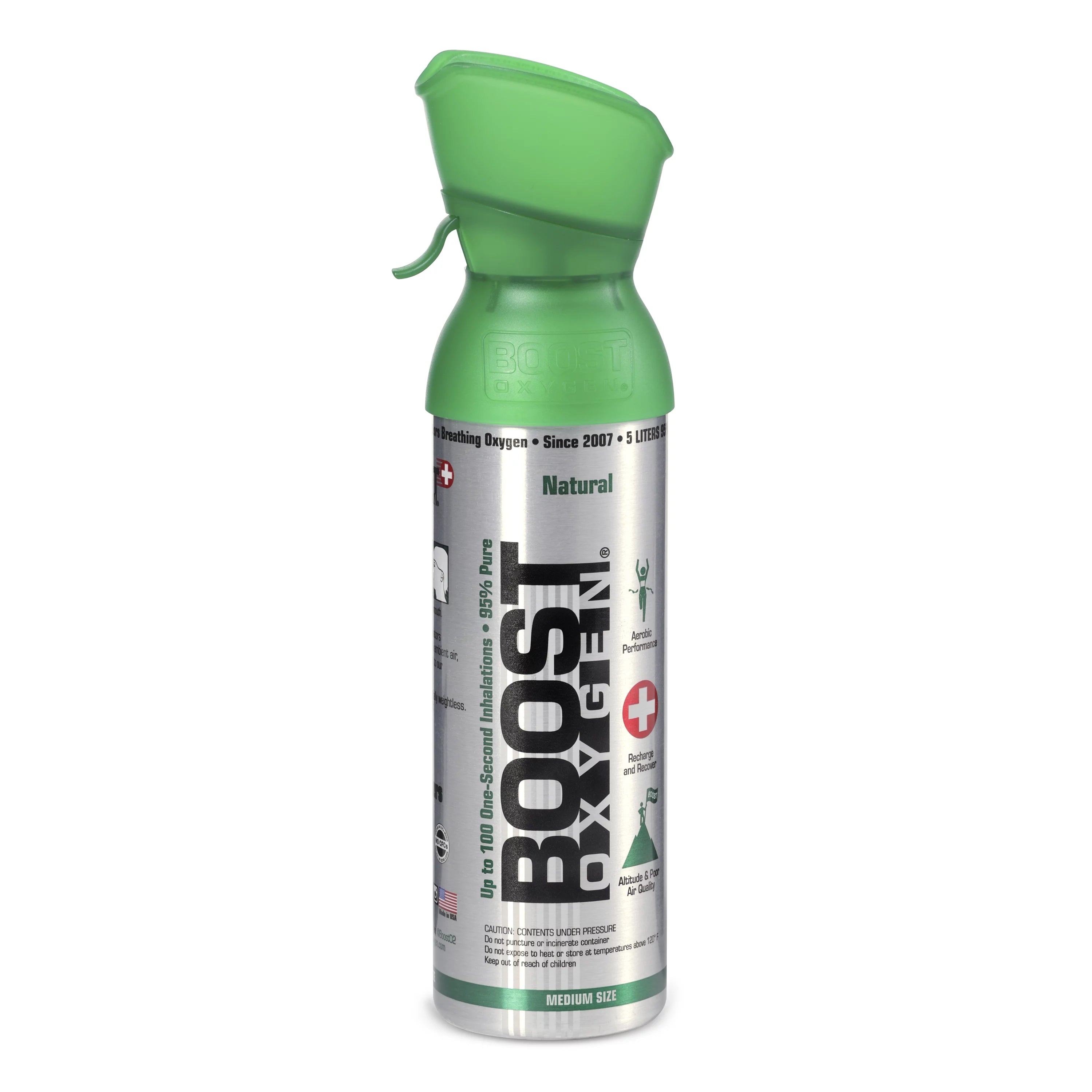 Boost Oxygen Natural Portable 5 Liter Pure Oxygen Canister, Flavorless 2 Pack T12693