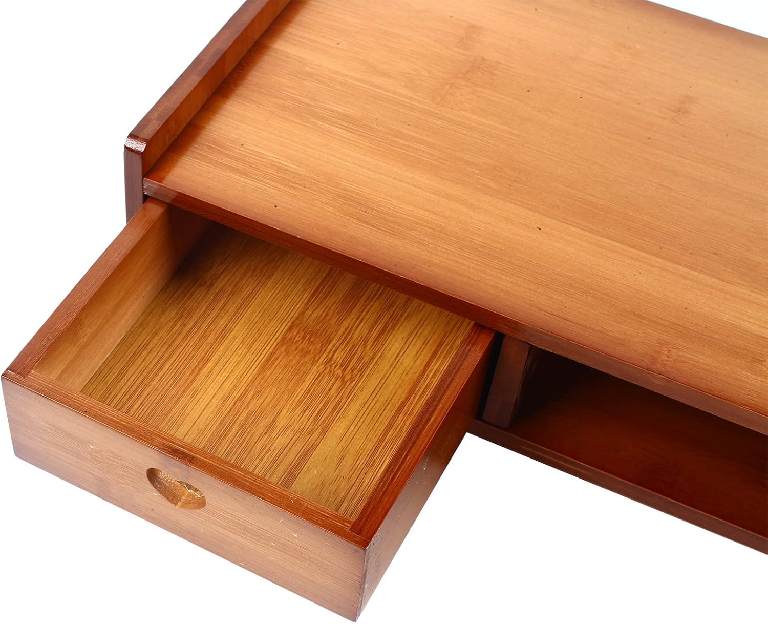 Bamboo Monitor Stand Riser with 3 Drawers, Retro Brown Q103172