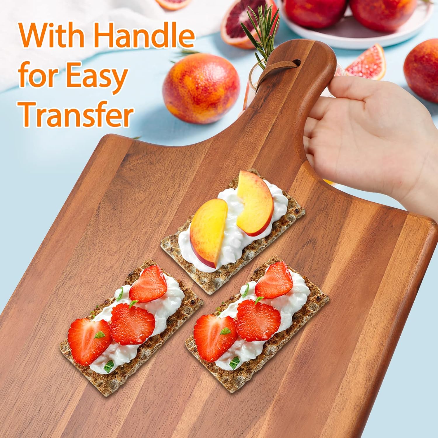 HOMEXCEL Acacia Wood Cutting Board with Handle 17"X11" V832
