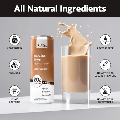 Slate Milk High Protein Dark Chocolate Shake, Lactose Free, 11 fl oz, 12 Cans C31569