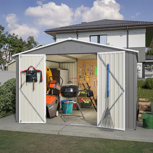 Outdoor Storage Shed 6x4 Ft, Heavy-Duty Resin Tool Shed with Lockable Doors Z7258