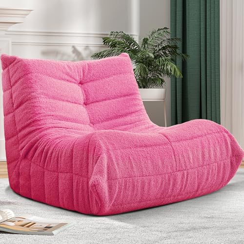 Bean Bag Chair Big Sofa for Adults with Memory Foam, Black Plush A2357