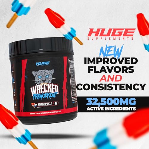 Wrecked Pre Workout Advanced Formula, 10g L-Citrulline, 6.4g Beta Alanine, 375mg Caffeine H8336