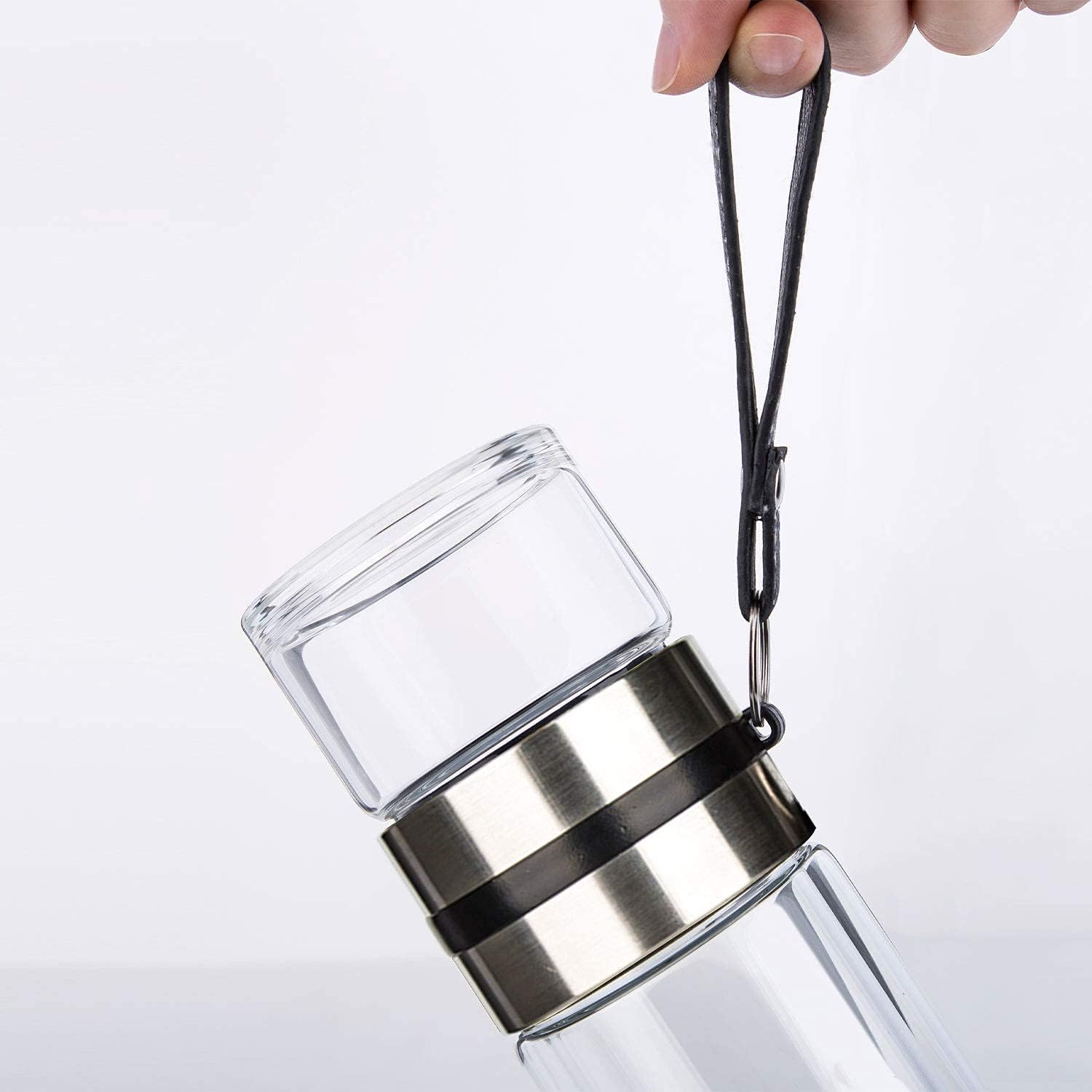 PARACITY Glass Tea Infuser Bottle Double Wall Portable Tumbler 13 OZ K30741
