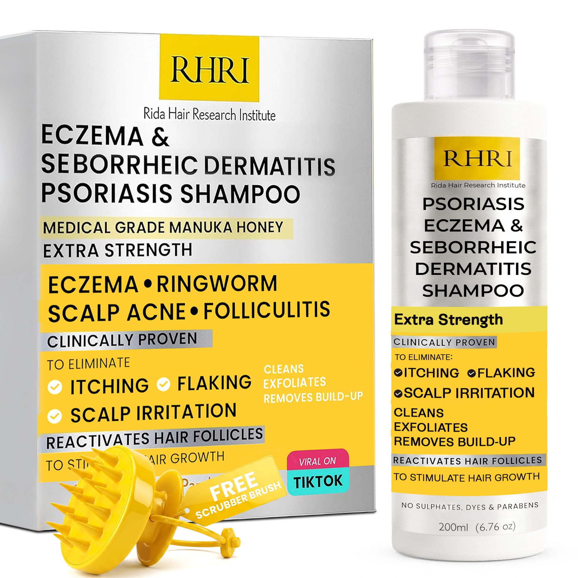 RHRI Psoriasis Shampoo Itchy Scalp Treatment for Seborrheic Dermatitis