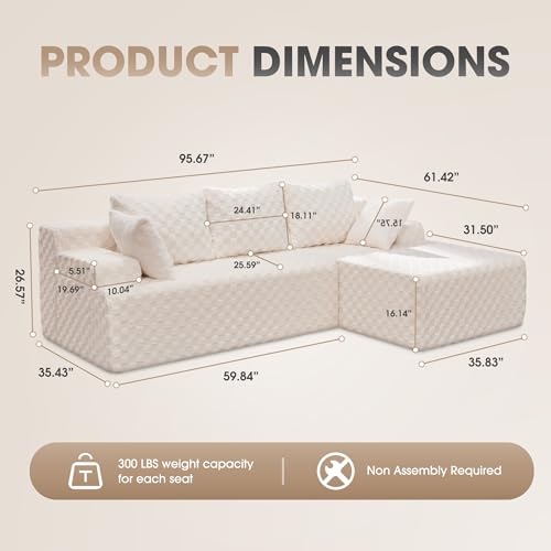 Modular Sectional Sofa L-Shape Couch with Oversized Chaise, Grey Stripe I49459