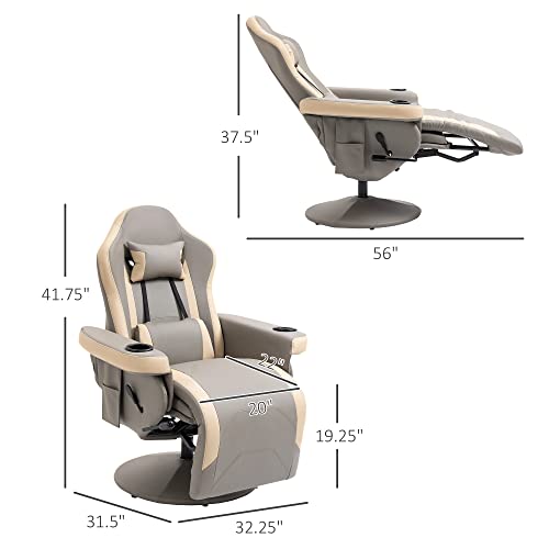 HOMCOM Manual Recliner Armchair PU Leather Lounge Chair with Adjustable Leg Rest Q125829