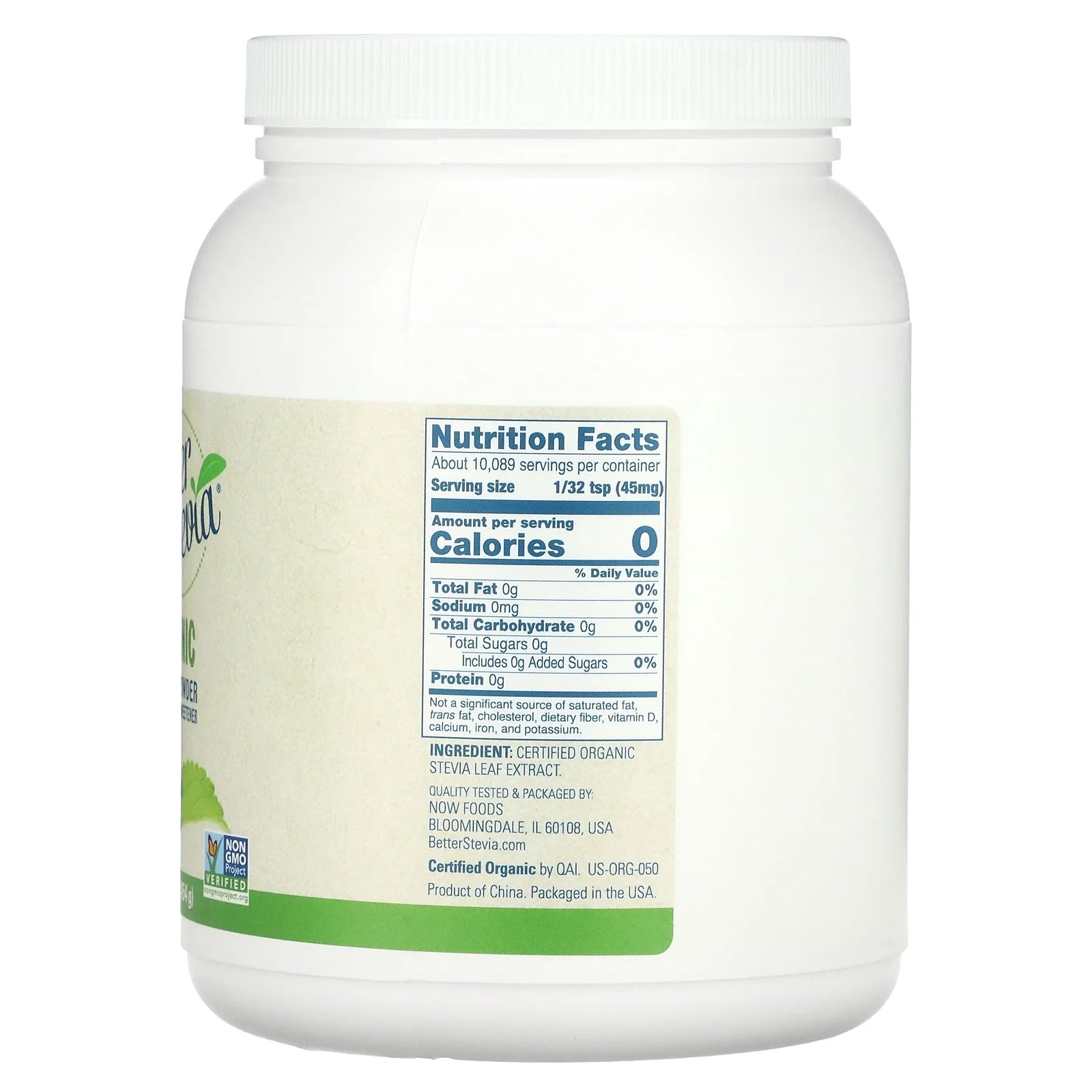 NOW Foods Organic Better Stevia Extract Powder, Zero-Calorie Sweetener, 1 lb O19684