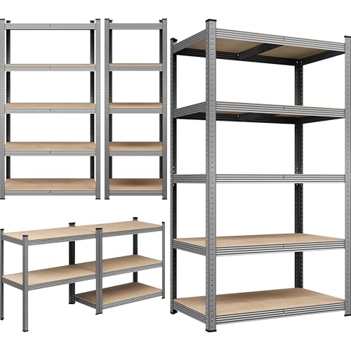 Yaheetech 5-Tier Heavy Duty Garage Shelving Unit, Adjustable Metal Storage Rack, Blue J339478