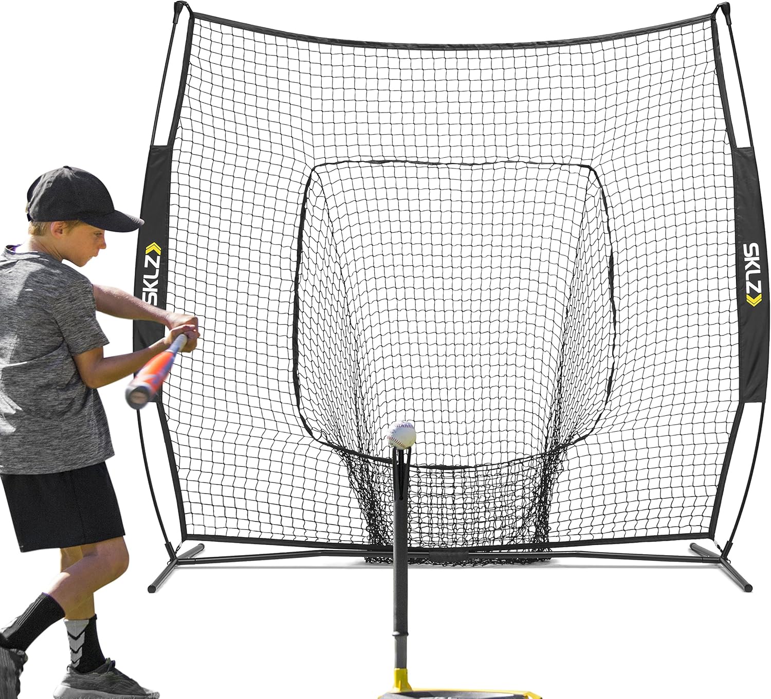 SKLZ Portable Baseball Softball Hitting Net with Vault, 7 x 7 ft Y813