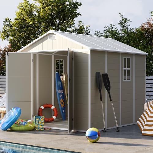UDPATIO Outdoor Storage Shed 6x6 FT Resin Garden Shed with Lockable Door D90316
