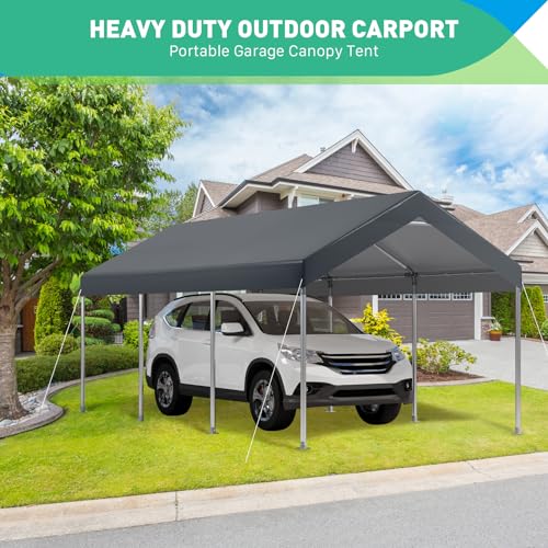 10x20FT Heavy Duty Carport Car Canopy Portable Garage Gray R1808