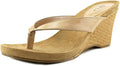 Style & Co. Womens Chicklet Patent Thong Wedge Sandals Beige 10.5 Medium (B,M)