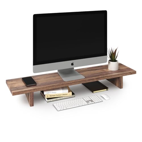 Dark Bamboo Wood Monitor Stand Riser for Desk I980272