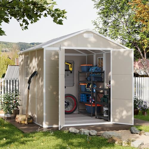 UDPATIO Outdoor Storage Shed 6x6 FT Resin Garden Shed with Lockable Door D90316