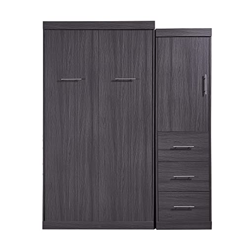 SOFTSEA Twin Murphy Bed Wood Wall Bed Foldable Cabinet Z16864