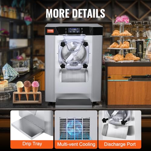 VEVOR Commercial Ice Cream Machine, 20-25L/H, 2400W, 1-Flavor Hard Serve Maker T292956