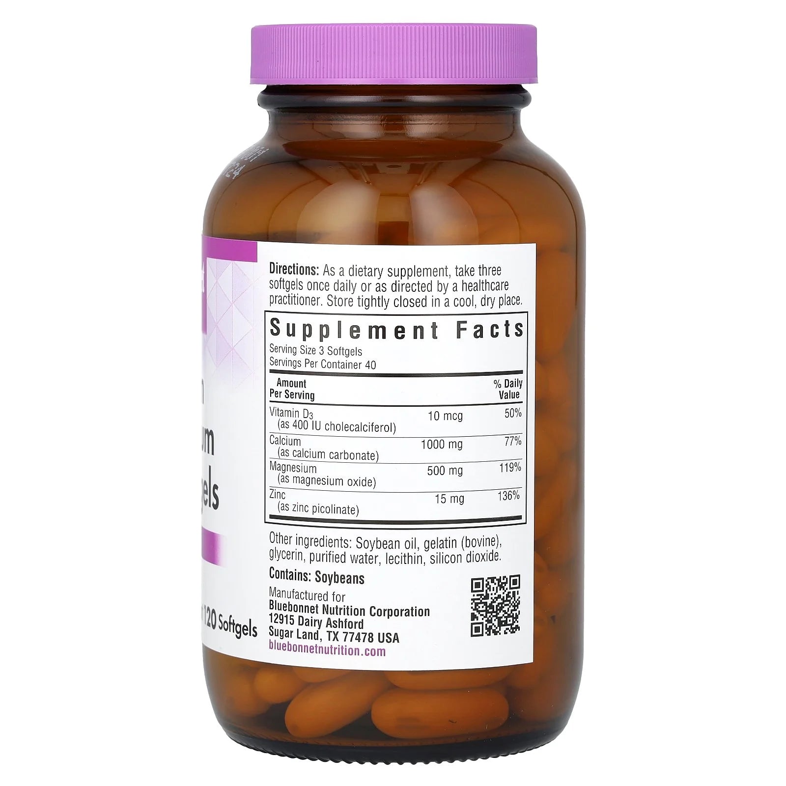 Bluebonnet Nutrition Calcium Magnesium Zinc Softgels, 120 Count I538979