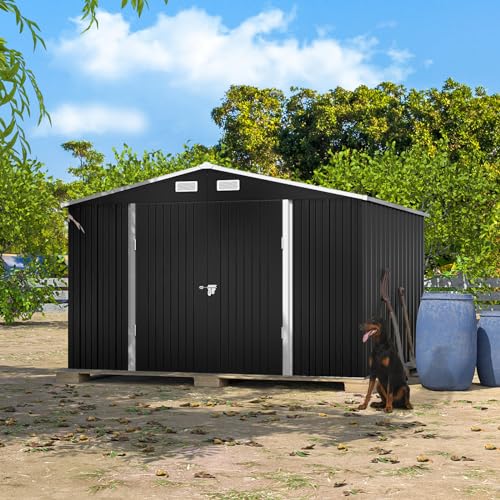 UDPATIO Outdoor Storage Shed 6x6 FT Resin Garden Shed with Lockable Door D90316