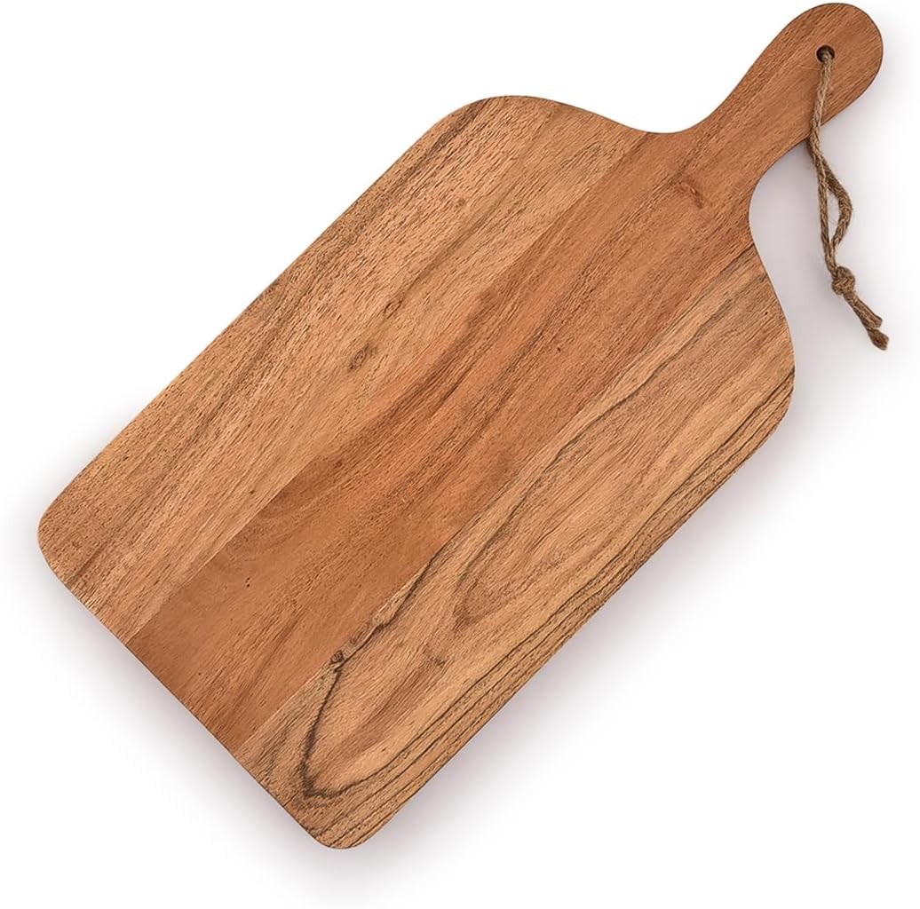 Acacia Wood Cutting Board with Handle for Kitchen, Cheese and Serving H79521
