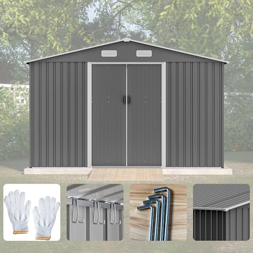 Outdoor Storage Shed 6x4 Ft, Heavy-Duty Resin Tool Shed with Lockable Doors Z7258