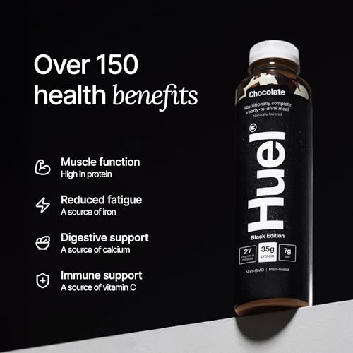 Huel Ready-to-Drink Chocolate Meal Replacement, 20g Protein, 16.9 Fl Oz (12 Pack) D52742