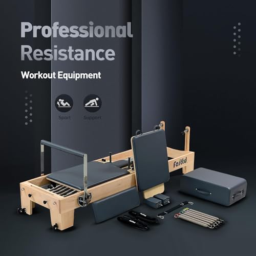 Pilates Reformer Machine with Box and Jump Board for Home Workouts Q43596