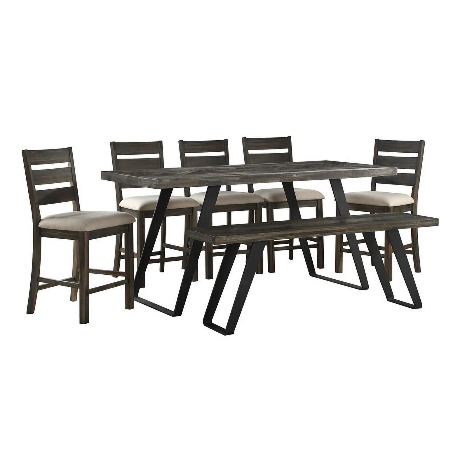 Pemberly Row Aspen Court Wood Herringbone Counter Height Dining Table Q9177
