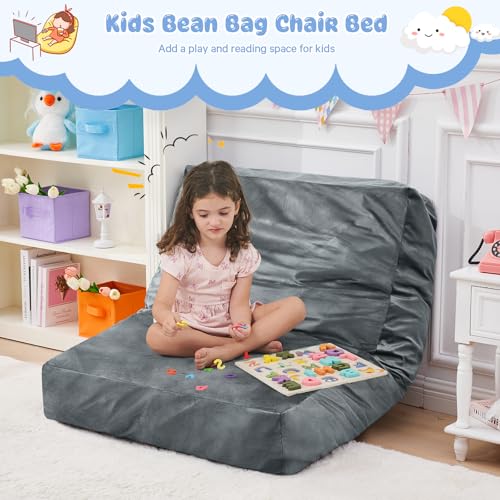Giant Bean Bag Chair for Adults Convertible Bed with Microfiber Cover Charcoal G62613
