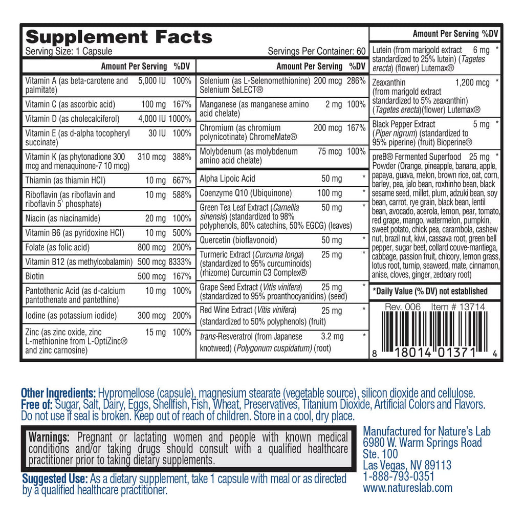 Nature's Lab One Daily Multivitamin - 60 Capsules M99332