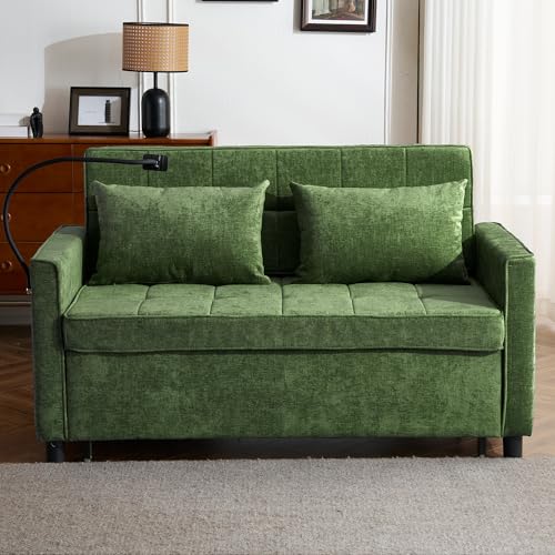 Merax 3 in 1 Convertible Sleeper Sofa Bed Futon with USB Ports, Brown V2286