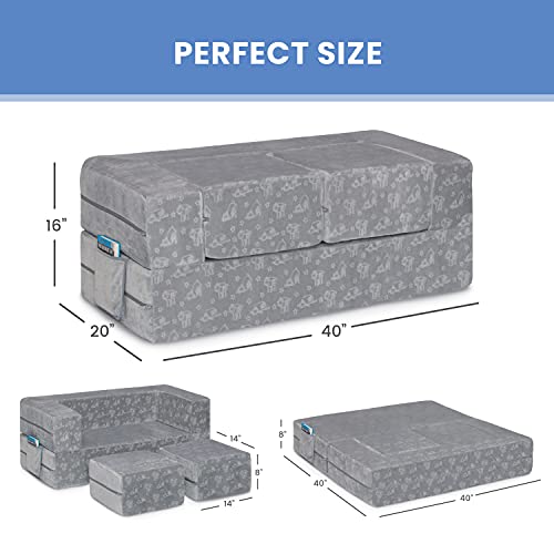 Delta Children Serta Perfect Sleeper Convertible Sofa & Play Set with 2 Ottomans, Grey O22117