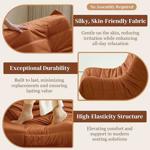 Bean Bag Chair for Adults Suede Microfiber Fireside Floor Chair 3-Seater Beige F151744