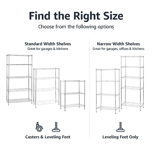Amazon Basics 5-Shelf Adjustable Steel Wire Rack Storage Shelving, Chrome H984310
