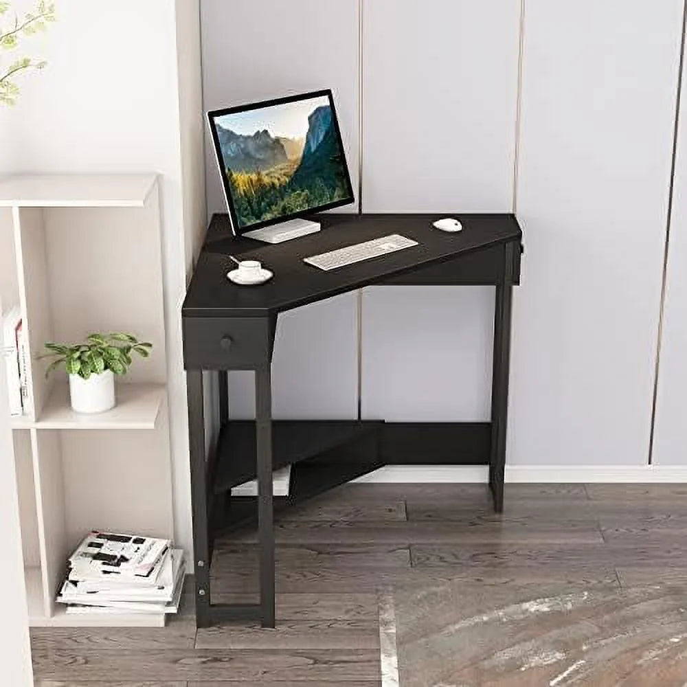YZboomLife Corner Desk 31.5 Inch Triangle Computer Desk with Drawer for Small Space E19837