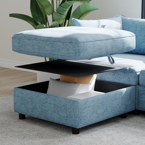 Oversized Modular Sectional Sofa with Movable Ottomans, U-Shaped Chenille J2923