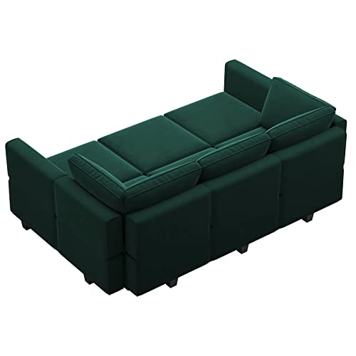 Belffin Modular Velvet Sectional Sofa with Chaise Lounge and Storage, Grey T418154